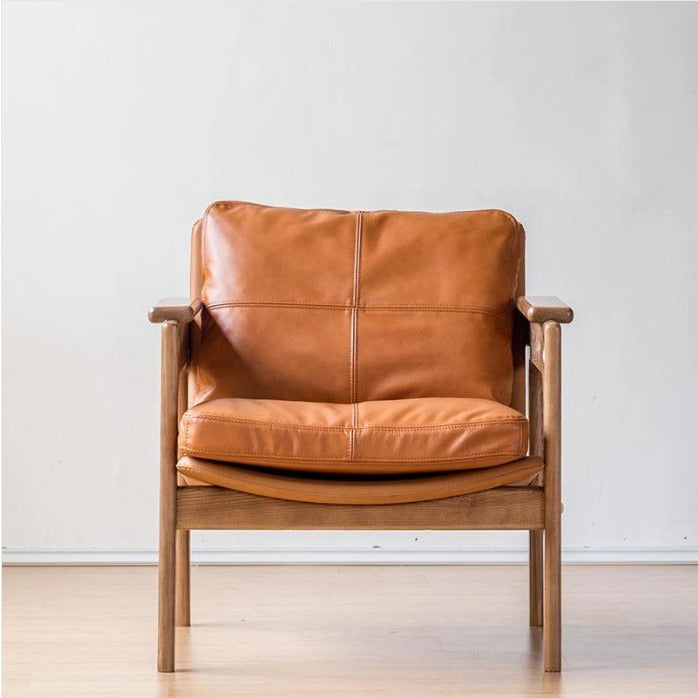 Nordic Solid Wood Lounge Chair – Detachable Single Seat with Wide Armrests