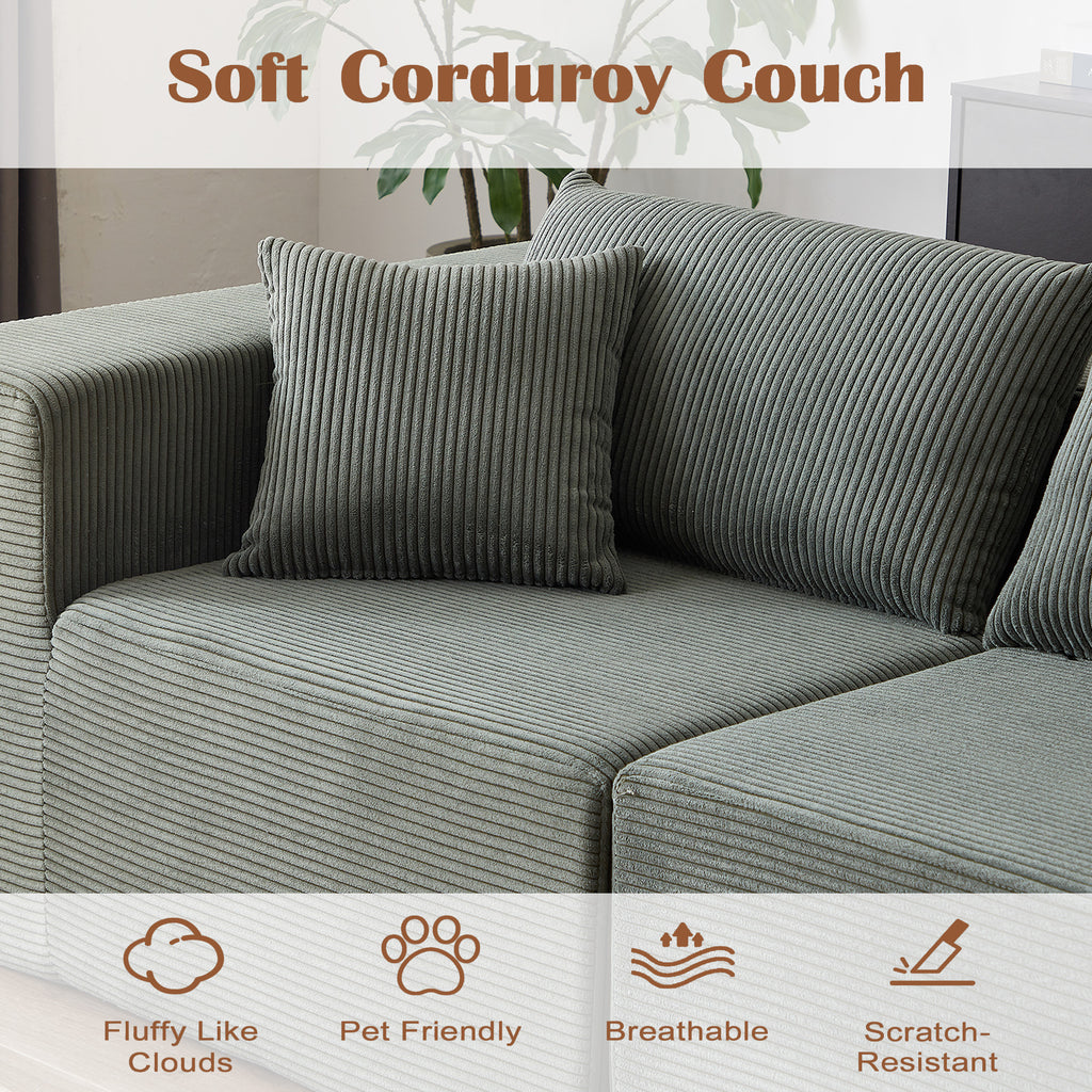 Axishomecraft Modular Sectional Sofa – 104" Four-Piece Corduroy Fabric Couch for Living Rooms
