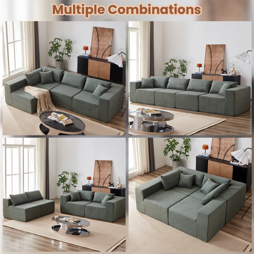 Axishomecraft Modular Sectional Sofa – 104" Four-Piece Corduroy Fabric Couch for Living Rooms