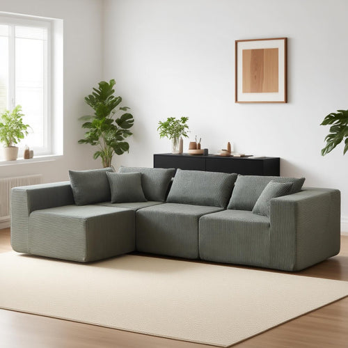 Axishomecraft Modular Sectional Sofa – 104" Four-Piece Corduroy Fabric Couch for Living Rooms