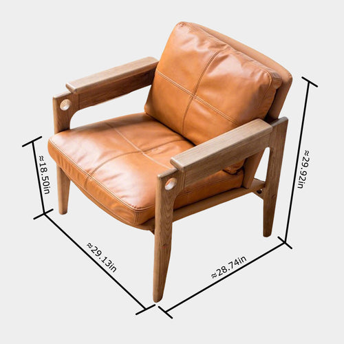 Nordic Solid Wood Lounge Chair – Detachable Single Seat with Wide Armrests